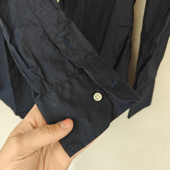 Ann Mashburn Button Up Boyfriend ShirtIn Navy Poplin Size Small Women's - Picture 13 of 16